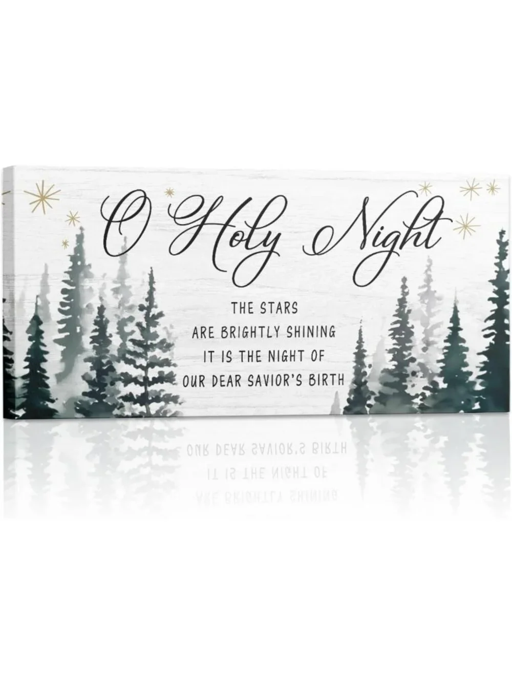 Rustic O Holy Night Wall Art - Large 40x20 Christmas Canvas Decor, Jesus Sign